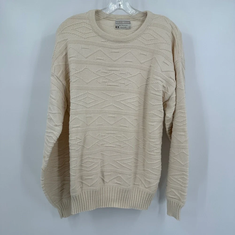 Lord Jeff Mens Cable Knit Preppy Sweater Size L Grana‎ Ivy League Yacht Academic
